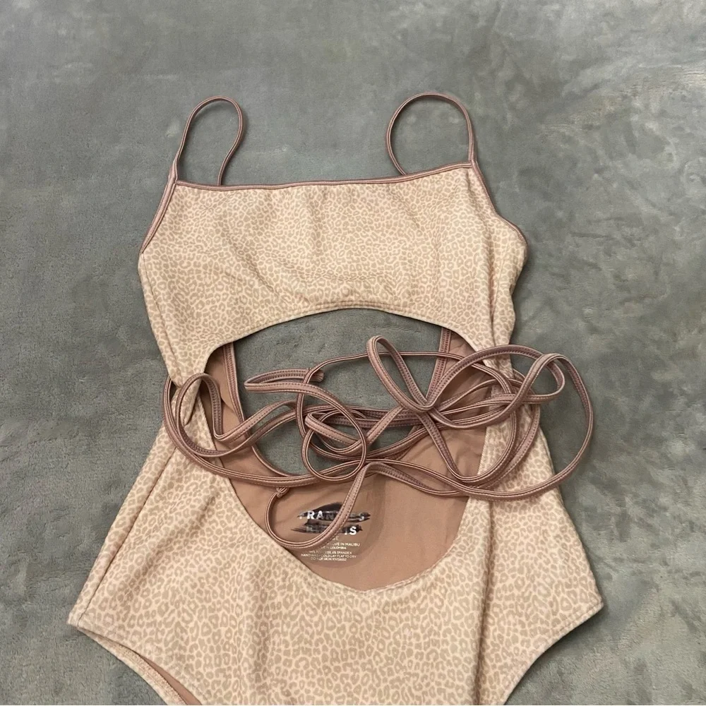 New! Frankie’s bikinis Alice Terry Wrap One Piece leopard Swimsuit 10760